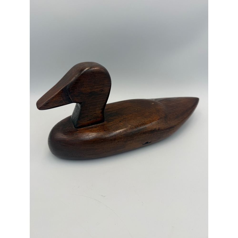 Vintage Hand Carved Wooden Duck Decoy Primitive Folk‎ Art Stained Wood Figurine
